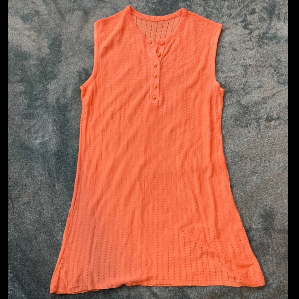 60s 70s Vintage Sleeveless Knit Button Down